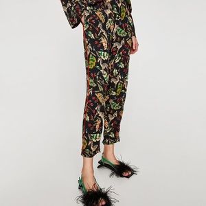Zara safari print pyjama style pants